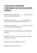 TRUCK DRIVING CHAMPIONSHIP COMPREHENSIVE TEST PAPER 2026 ANSWERS VERIFIED A&plus;