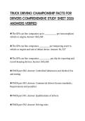 TRUCK DRIVING CHAMPIONSHIP FACTS FOR DRIVERS COMPREHENSIVE STUDY SHEET 2026 ANSWERS VERIFIED
