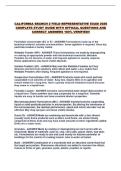CALIFORNIA BRANCH 2 FIELD REPRESENTATIVE EXAM 2026 COMPLETE STUDY GUIDE WITH OFFICIAL QUESTIONS AND CORRECT ANSWERS 100&percnt; VERIFIED&excl;&excl;