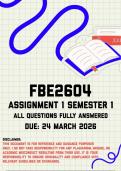 FBE2604 Assignment 1 Semester 1 Memo &vert; Due 24 March 2026 