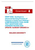 NRNP 6568 Comprehensive Final Exam Review 2026 Latest Update &lpar;Walden University&rpar; &ndash; Synthesis in Advanced Nursing Practice &lpar;Graded A&plus;&rpar;