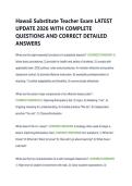 Hawaii Substitute Teacher Exam LATEST  UPDATE 2026 WITH COMPLETE  QUESTIONS AND CORRECT DETAILED  ANSWERS 