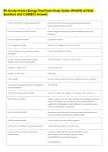 HONORS BIOLOGY   Bundled Exam Questions WITH  CORRECT Answers
