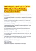 SERVSAFE ALCOHOL CERTIFICATION EXAM QUESTIONS & ACCURATE COMPLETE SOLUTIONS PASSED RATED 100&percnt; CORRECT