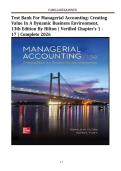 TEST BANK For Managerial Accounting&colon; Creating Value in a Dynamic Business Environment&comma; 13th Edition by Hilton &vert; Verified Chapter's 1 - 17 &vert; Complete
