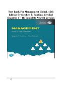 TEST BANK For Management Global&comma; 15th Edition By Stephen P&period; Robbins&comma; Verified Chapters 1 - 18&comma; Complete Newest Version