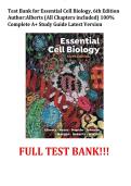 Test Bank for Essential Cell Biology&comma; 6th Edition Author&colon;Alberts &lpar;All Chapters included&rpar; 100&percnt; Complete A&plus; Study Guide Latest Version