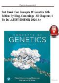 TEST BANK - Concepts of Genetics 12th edition by Klug&comma; Cummings&comma; All 26 Chapters Covered&comma; Verified Latest Edition