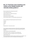 Bio 121 Final Exam &lpar;Quiz Questions&rpar; and verified correct detailed answers with rationales already graded a&plus;&period;
