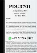 PDU3701 Assignment 2 &lpar;COMPLETE ANSWERS&rpar; 2026 - DUE June 2026