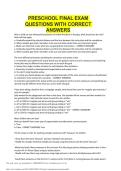 PRESCHOOL FINAL EXAM QUESTIONS WITH CORRECT ANSWERS