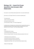Biology 121 &ndash; Usask Exit Exam Questions And Answers Well Elaborated