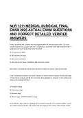 NUR 1211 MEDICAL SURGICAL FINAL EXAM 2026 ACTUAL EXAM QUESTIONS AND CORRECT DETAILED VERIFIED ANSWERS&period; 