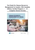 Test Bank - Human Resources Management in Canada&comma; 15th Edition by Gary Dessler&comma; All 17 Chapters Covered&comma; Verified Latest Edition