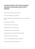Communications Final Exam practice questions and answer pass at first attempt&period;