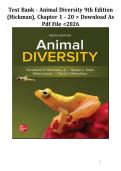 Test Bank - Animal Diversity 9th Edition &lpar;Hickman&rpar;&comma; Chapter 1 - 20 Download as Pdf File
