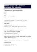 Mother Baby Exam 1 practice questions well answered