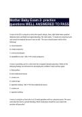 Mother Baby Exam 2- practice questions WELL ANSWERED TO PASS