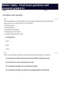 Mother Baby - Final Exam questions well answered graded A&plus;