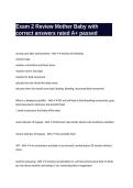 Exam 2 Review Mother Baby with correct answers rated A&plus; passed