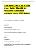 A&P HESI A2 PRACTICE Exam  Study Guide&colon; GRADED A&plus;&period;  Questions and Verified  Answers&period; Latest 2026 Update 