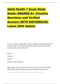 Adult Health 1 Exam Study  Guide&colon; GRADED A&plus;&period; Practice  Questions and Verified  Answers WITH RATIONALES&period;  Latest 2026 Update 