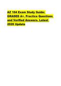 AZ 104 Exam Study Guide&colon;  GRADED A&plus;&period; Practice Questions  and Verified Answers&period; Latest  2026 Update 