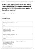 ACI Concrete Field Testing Technician- Grade I EXAM &lpar;2026&rpar; UPDATE Verified Questions And Answers &vert; With 100&percnt; Correct Answers graded A&plus; Guaranteed Success&excl;&excl;