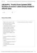 AdjusterPro - Practice Exam &lpar;updated 2026&rpar; Questions & Answers &vert; Latest Already Graded A&plus; UPDATE &vert;2026