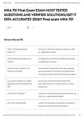 MHA 701 Final Exam EXAM MOST TESTED QUESTIONS AND VERIFIED SOLUTIONS&sol;GET IT 100&percnt; ACCURATE&excl;&excl; 2026&excl;&excl; Final exam MHA 701