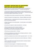 CALIFORNIA CONTRACTORS LAW AND BUSINESS QUESTIONS AND SOLUTIONS SCORED