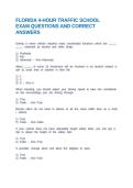 FLORIDA 4-HOUR TRAFFIC SCHOOL EXAM QUESTIONS AND CORRECT ANSWERS