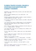 FLORIDA TRAFFIC SCHOOL ONLINE &lpar;4-HOUR BDI&rpar; EXAM QUESTIONS AND CORRECT ANSWERS