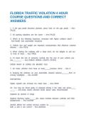 FLORIDA TRAFFIC VIOLATION 4 HOUR COURSE QUESTIONS AND CORRECT ANSWERS