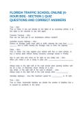FLORIDA TRAFFIC SCHOOL ONLINE &lpar;4-HOUR BDI&rpar; EXAM QUESTIONS AND CORRECT ANSWERS