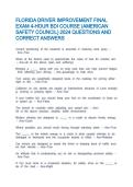 FLORIDA DRIVER IMPROVEMENT FINAL EXAM 4-HOUR BDI COURSE &lpar;AMERICAN SAFETY COUNCIL&rpar; 2024 QUESTIONS AND CORRECT ANSWERS
