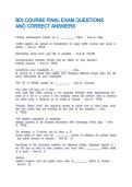 BDI COURSE FINAL EXAM QUESTIONS AND CORRECT ANSWERS