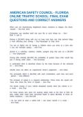 AMERICAN SAFETY COUNCIL - FLORIDA ONLINE TRAFFIC SCHOOL&colon; FINAL EXAM QUESTIONS AND CORRECT ANSWERS