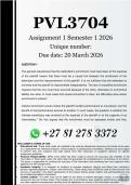PVL3704 Assignment 1 &lpar;COMPLETE ANSWERS&rpar; Semester 1 2026 - DUE 20 March 2026