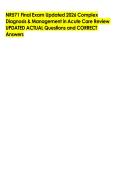 NR571 Final Exam Updated 2026 Complex  Diagnosis & Management in Acute Care Review  UPDATED ACTUAL Questions and CORRECT  Answers   