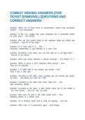 COMEDY DRIVING ANSWERS &lpar;FOR TICKET DISMISSAL&rpar; QUESTIONS AND CORRECT ANSWERS