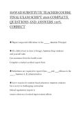 Hawaii Substitute Teacher Course Final Exam Script 2026 &vert; Complete Questions and Answers with 100&percnt; Correct Solutions