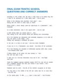 FINAL EXAM TRAFFIC SCHOOL QUESTIONS AND CORRECT ANSWERS