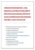 Compilation Bundle for California Pesticide Applicator &ndash; Laws&comma; Regulations&comma; and Safety Principles &lpar;QAC & QAL&rpar; Practice Exams Questions And Correct Answers &lpar;Verified Answers&rpar; Plus Rationales 2026 Q&A &vert; Instant Download Pdf