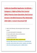 California Qualified Applicator Certificate &ndash;  Category C&colon; Right-of-Way Pest Control  &lpar;QAC&rpar; Practice Exam Questions And Correct  Answers &lpar;Verified Answers&rpar; Plus Rationales  2026 Q&A &vert; Instant Download Pdf