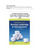 Test Bank Essentials of Nursing Leadership & Management 7th Edition Sally A&period; Weiss Complete All Chapters 2024