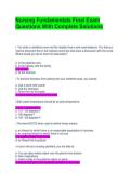 Nursing Fundamentals Final Exam Questions With Complete Solutions