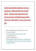 California Qualified Applicator License &ndash;  Category C&colon; Right-of-Way Pest Control  &lpar;QAL&rpar; &ndash; Practice Exam Questions And  Correct Answers &lpar;Verified Answers&rpar; Plus  Rationales 2026 Q&A &vert; Instant Download  Pdf