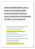 Compilation Bundle for California Qualified Applicator License &ndash; Category D&colon; Plant Agriculture &lpar;QAL&sol;QAC&rpar; Practice Exams Questions And Correct Answers &lpar;Verified Answers&rpar; Plus Rationales 2026 Q&A &vert; Instant Download Pdf