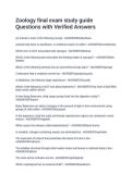 Zoology final exam study guide Questions with Verified Answers